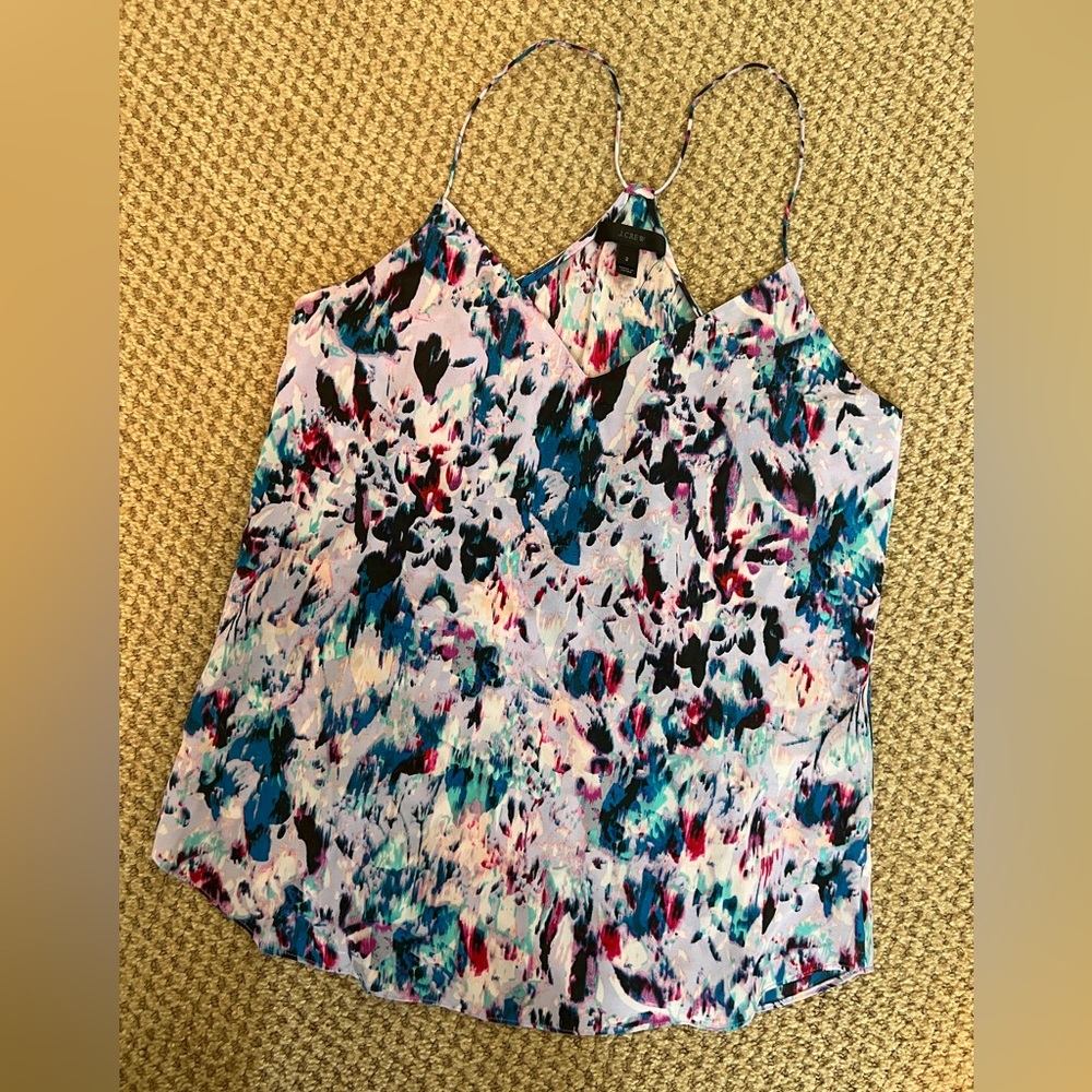 J. Crew watercolor silk racer back tank top